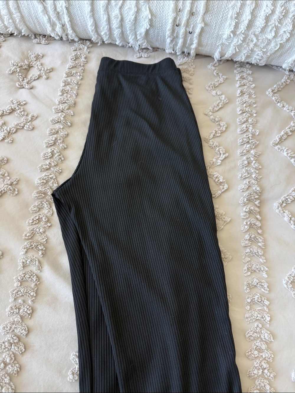 Divided Black Ribbed Wide-Leg Pants - Picture 2 of 6